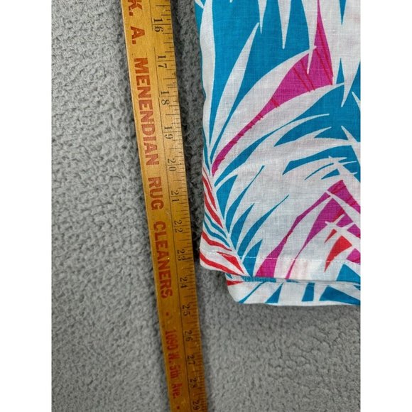 Cynthia Rowley Pants Womens Large Blue‎ Tropical 100% Linen Wide-Leg Hi-Rise NEW - Picture 7 of 10